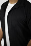 BLACK CRINKLE LINING CUBAN SHIRT