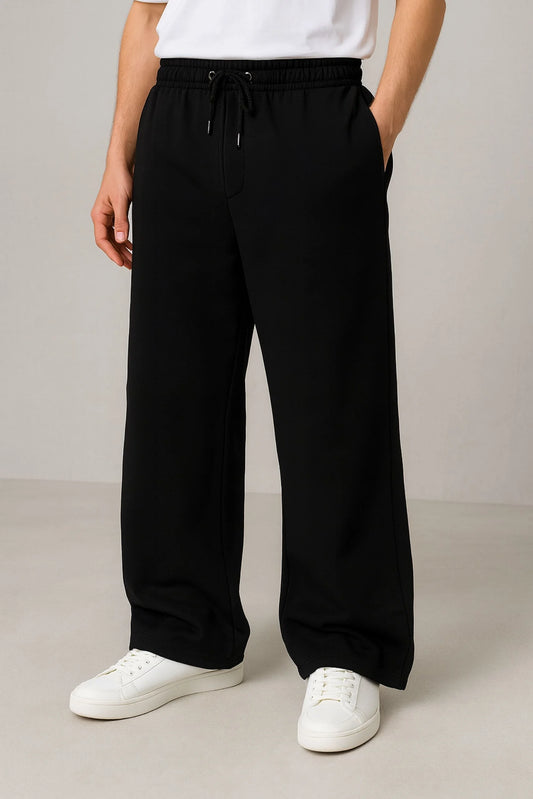 WIDE LEG BAGGY TROUSERS | BLACK