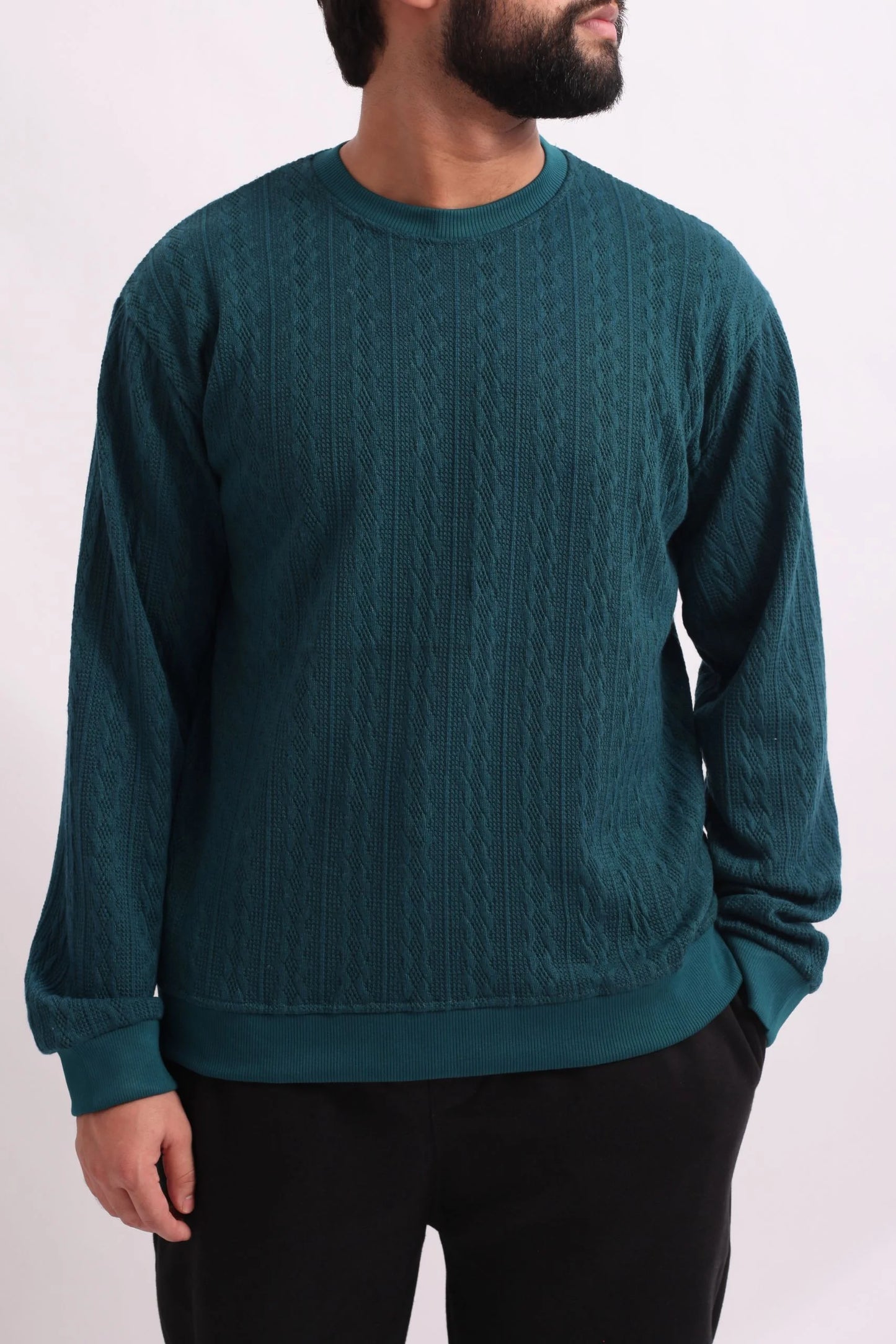 CABLE KNIT SWEATER | TEAL