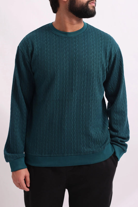 CABLE KNIT SWEATER | TEAL