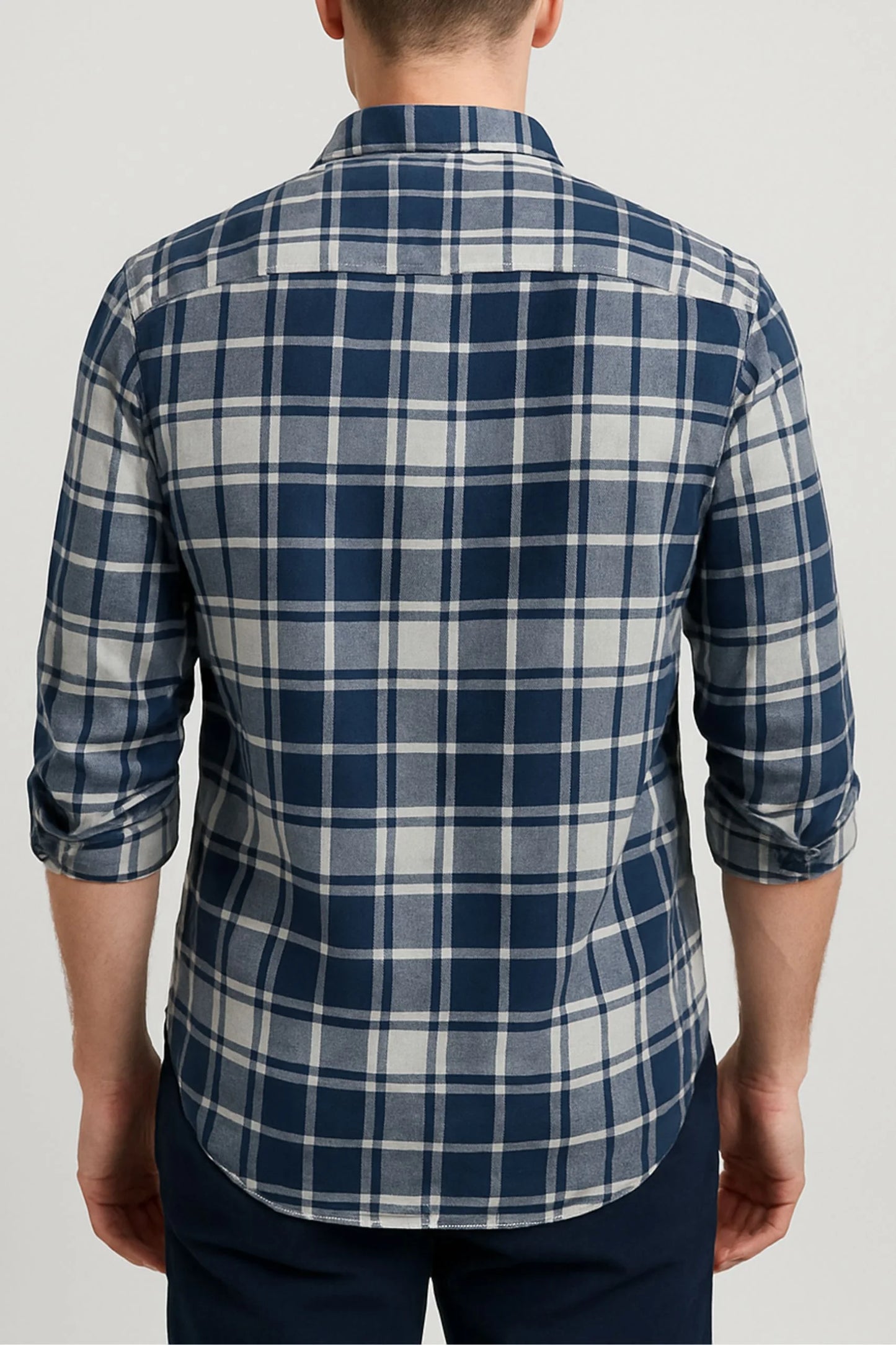 CHECKERED SHIRT | WHITE / NAVY