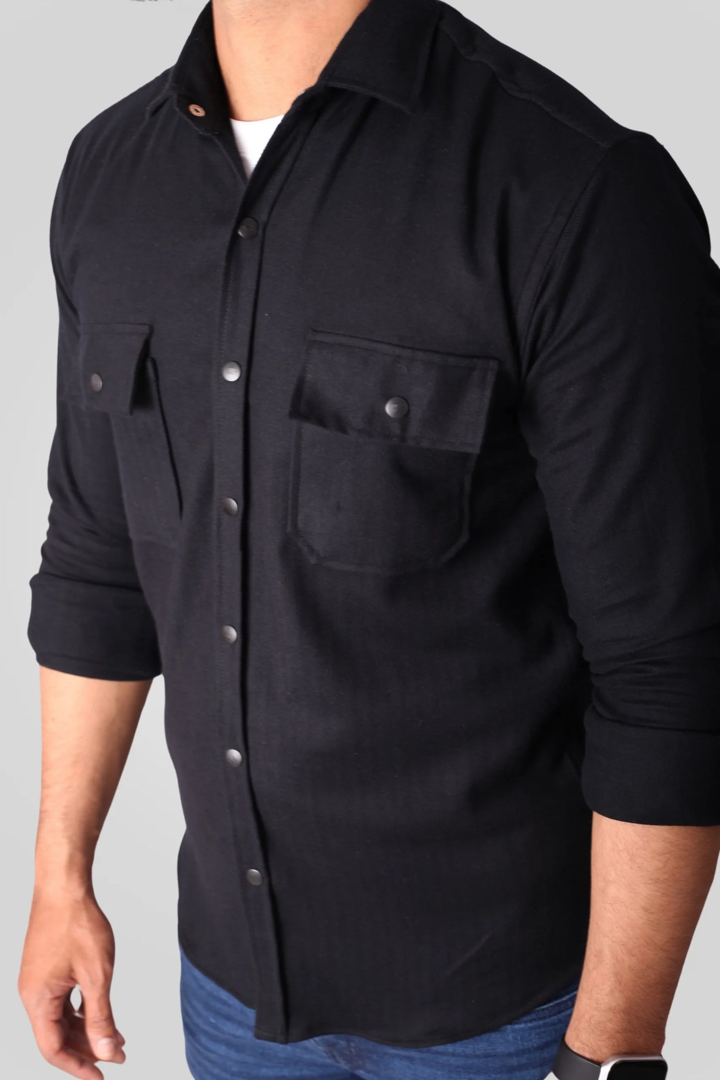 BLACK FLANNEL SHACKET (FS04)