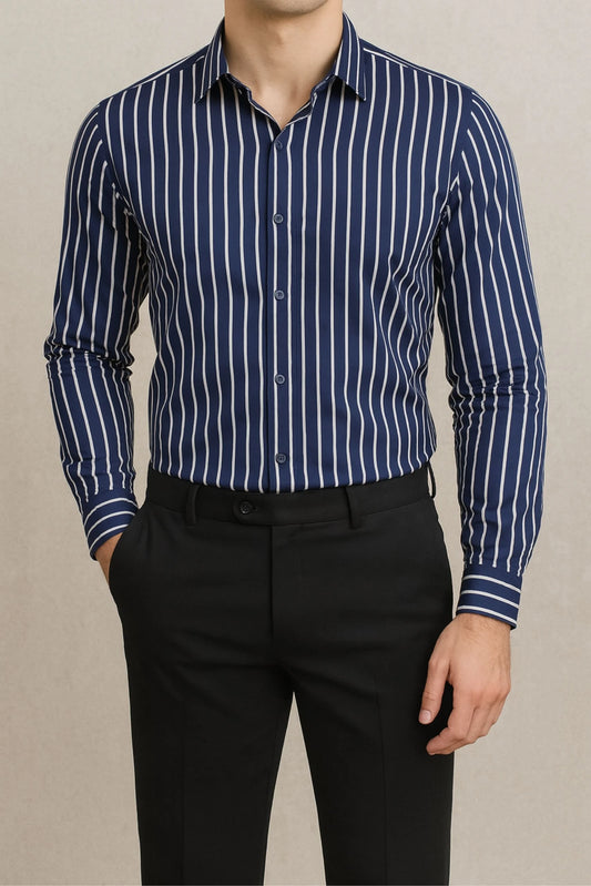 STRIPPED SHIRT | NAVY/WHITE