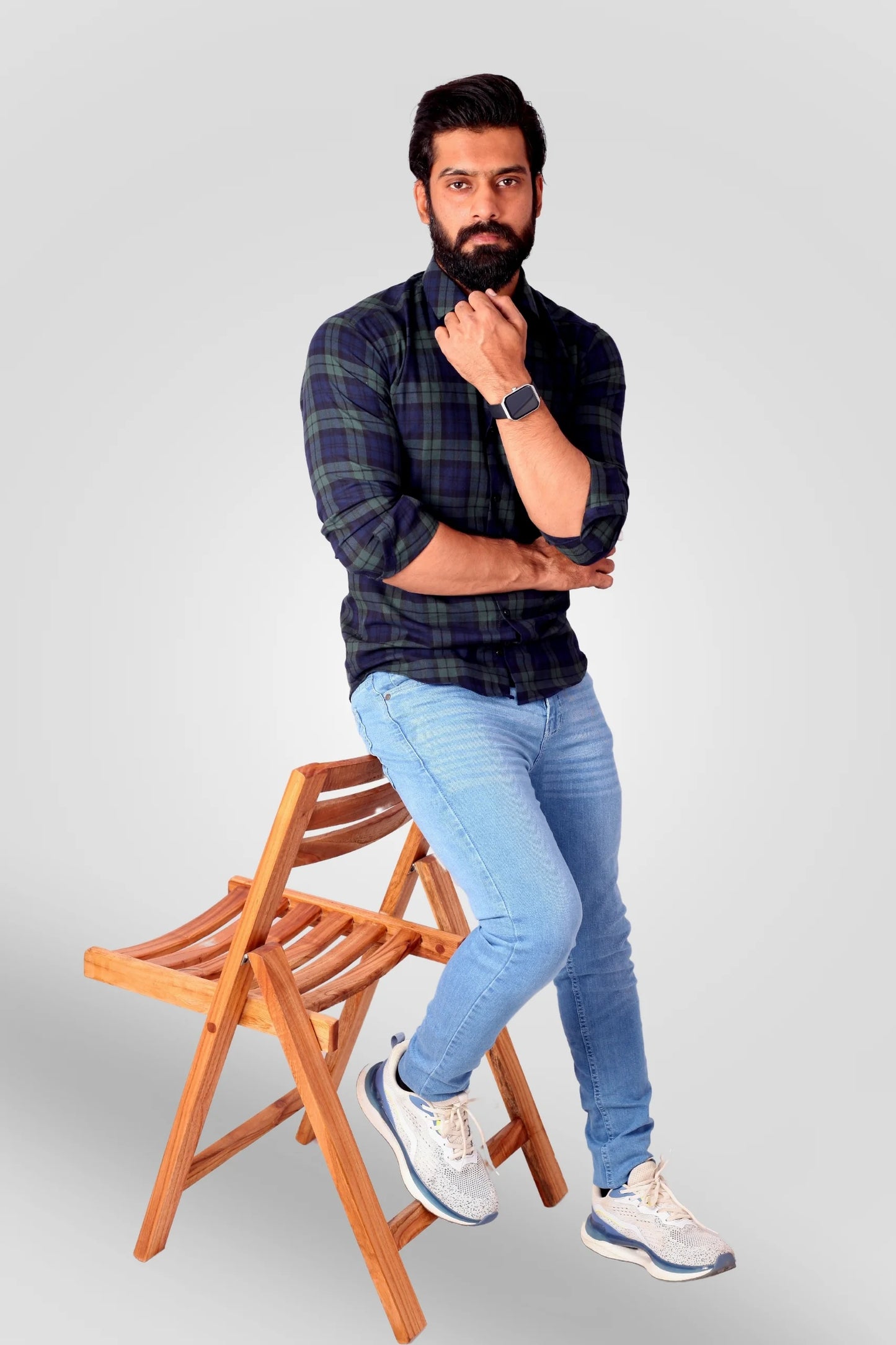CHECKERED SHIRT | NAVY/GREEN