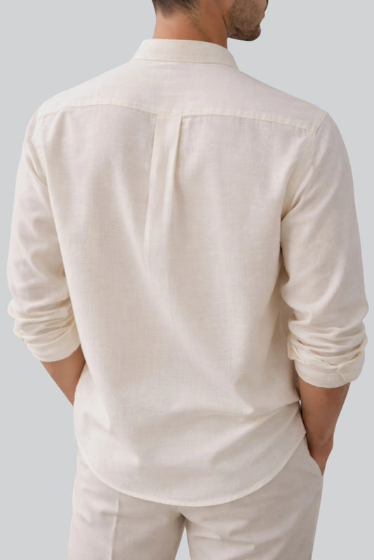 LINEN SHIRT | IVORY BAND COLLAR