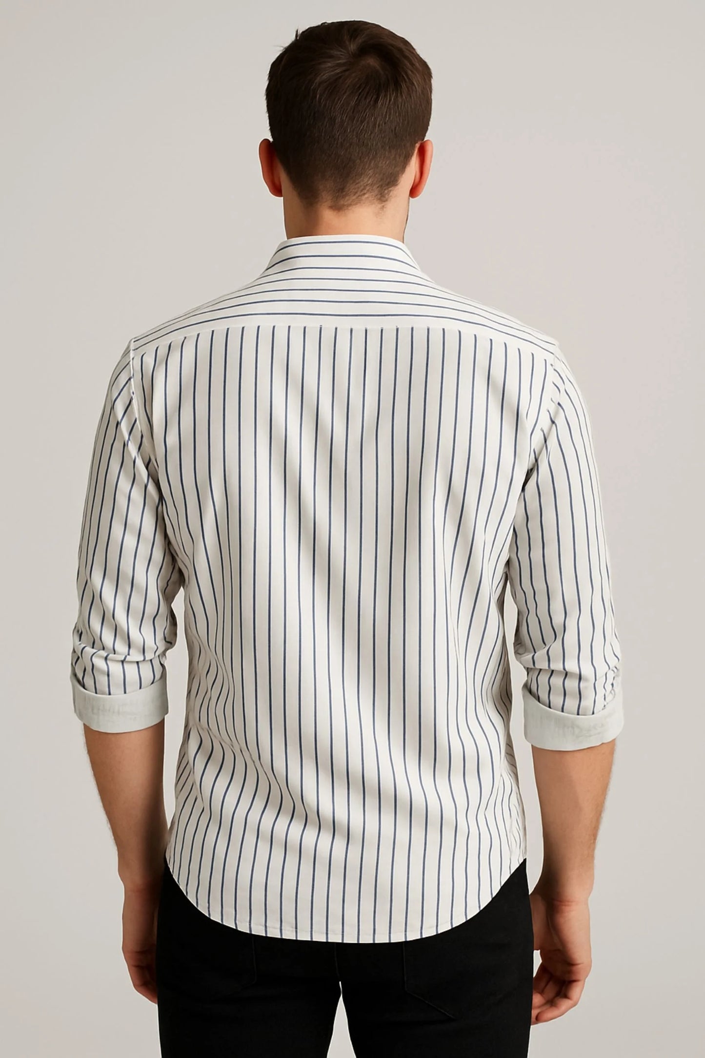 STRIPED SHIRT | WHITE / CHARCOAL