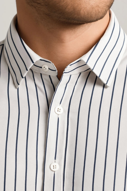 STRIPED SHIRT | WHITE / CHARCOAL