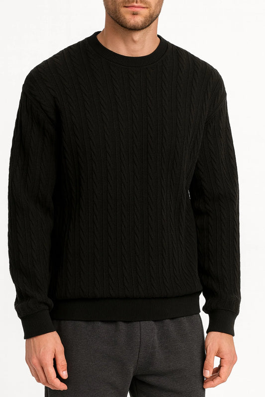 CABLE KNIT SWEATER | BLACK