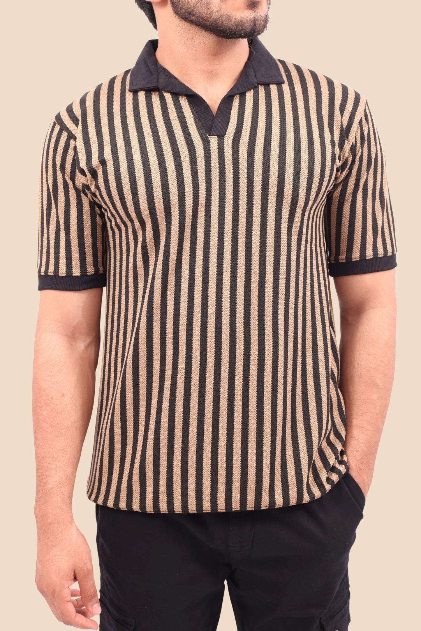 KNITTED POLOS | BEIGE/BLACK