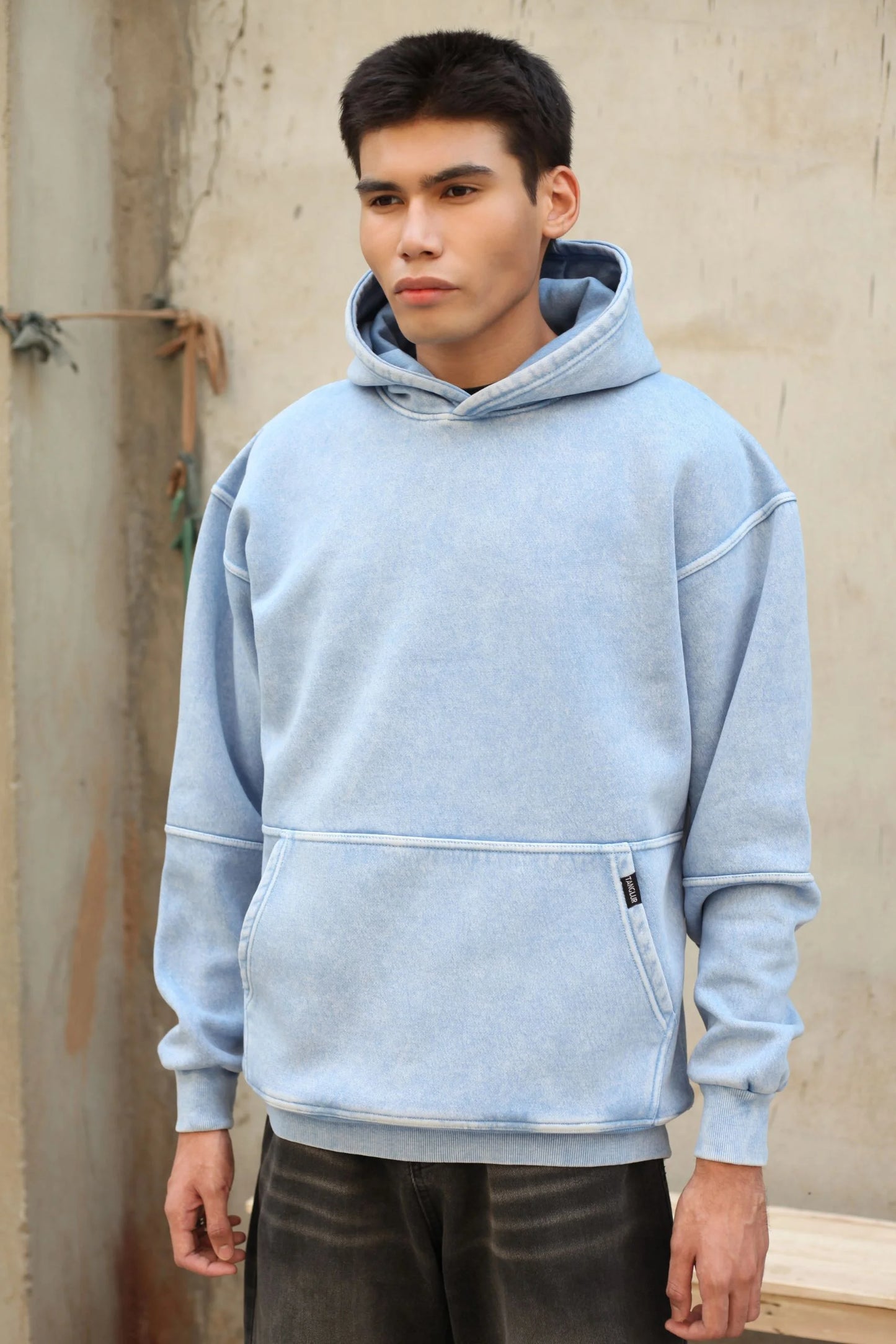 OVERSIZED STONE WASHED HOODIE | ICE BLUE