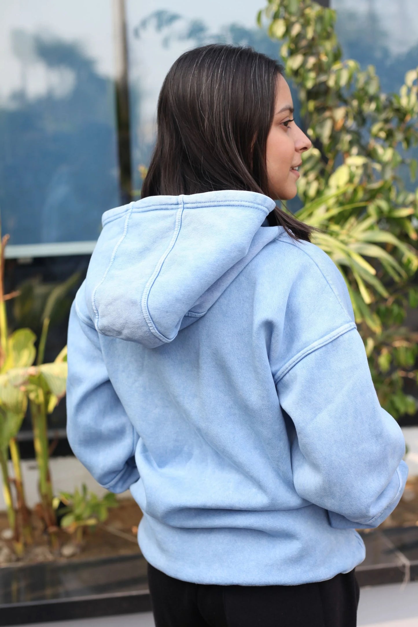 OVERSIZED STONE WASHED HOODIE | ICE BLUE