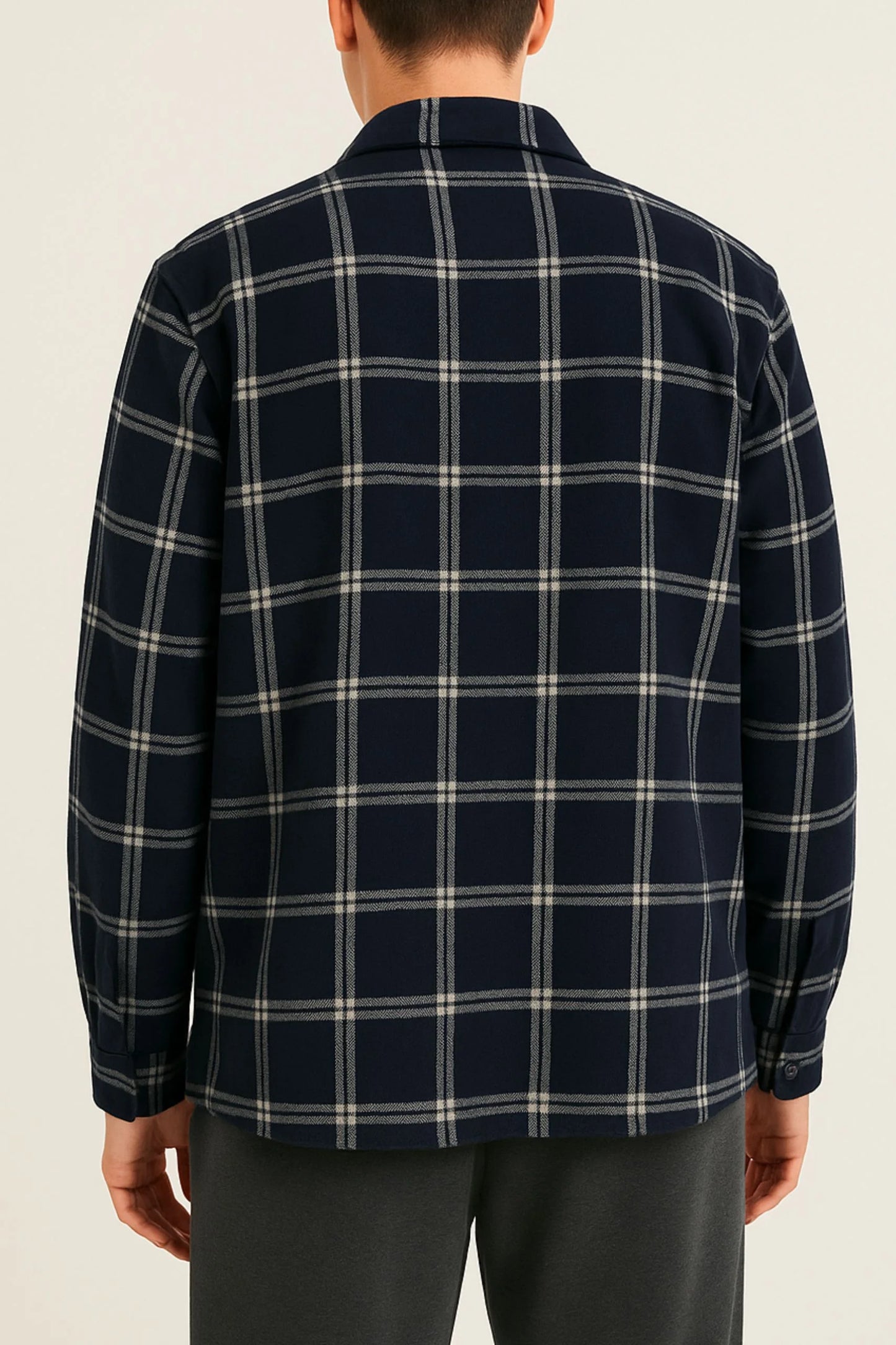 FLANNEL CHECKERED SHACKET | NAVY