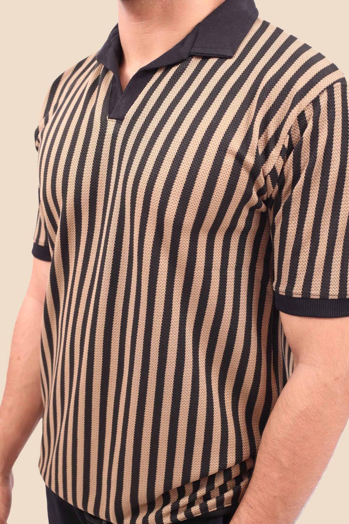 KNITTED POLOS | BEIGE/BLACK