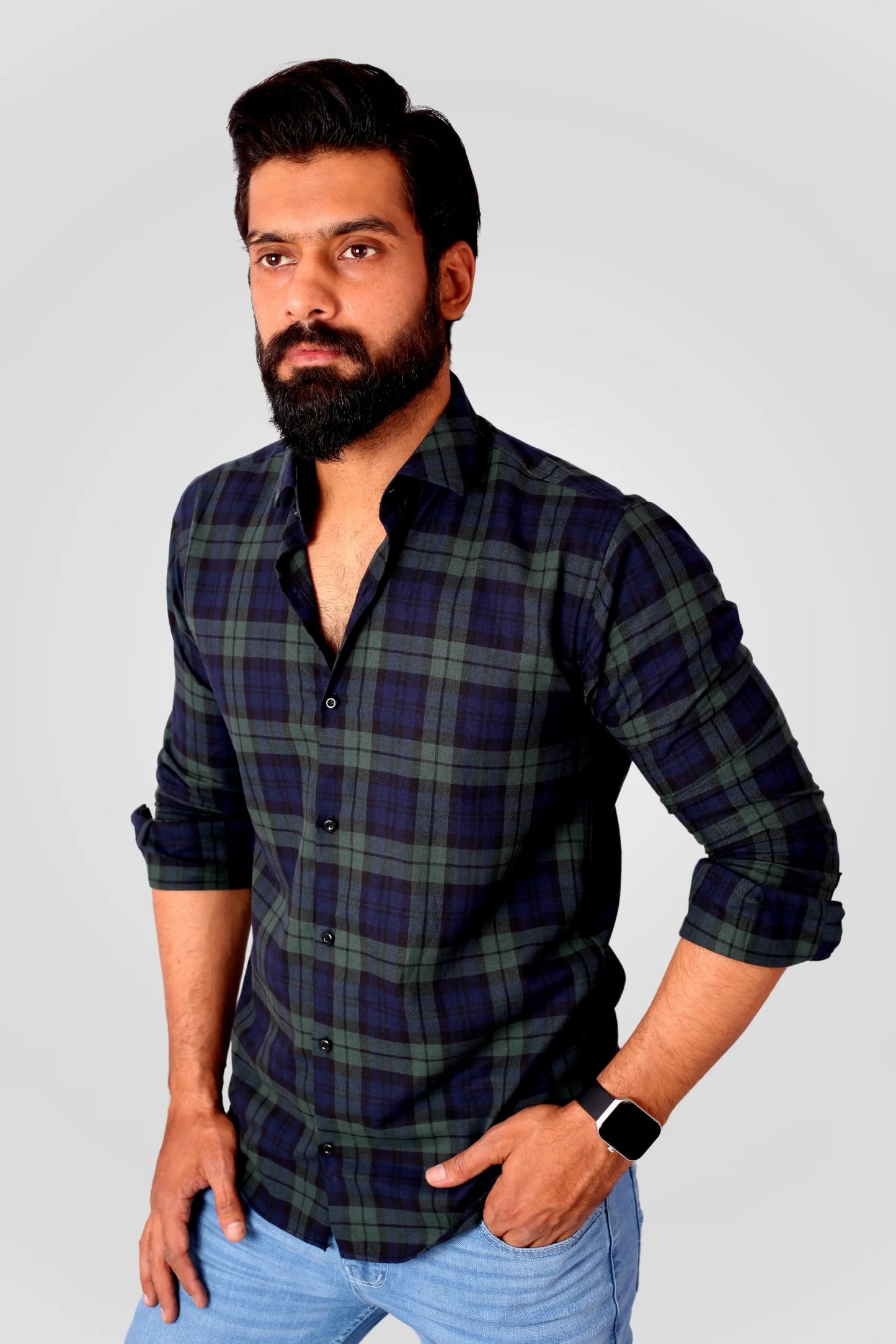 CHECKERED SHIRT | NAVY/GREEN