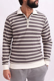 KNITTED ZIPPER POLO SWEATSHIRT | GREY / WHITE