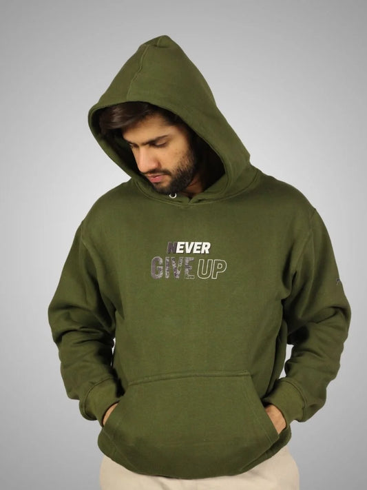 NEVER GIVEUP HOODIE | OLIVE