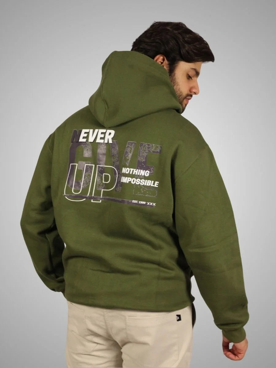 NEVER GIVEUP HOODIE | OLIVE